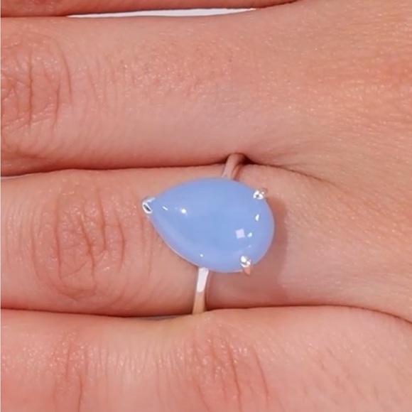 Light Blue Color Jade (D) Solitaire Ring in Sterling Silver 6.70 ctw - Picture 8 of 8